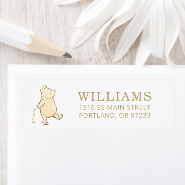 Vintage Winnie the Pooh 100 Acre Wood Baby Shower Label (Insitu)