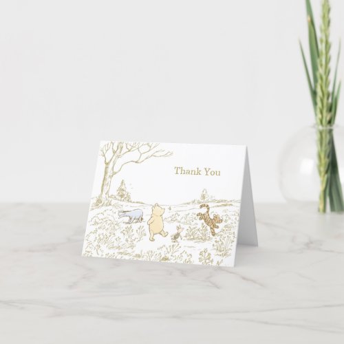Vintage Winnie the Pooh 100 Acre Wood Birthday Thank You Card
