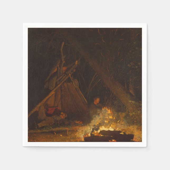 Vintage Winslow Homer Camp Fire Napkins (Front)