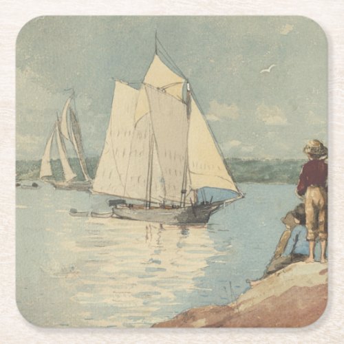 Vintage Winslow Homer Clear Sailing Square Paper Coaster