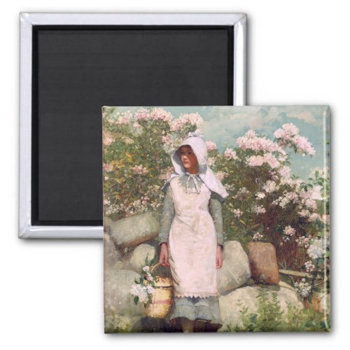 Vintage Winslow Homer Girl and Laurel Magnet