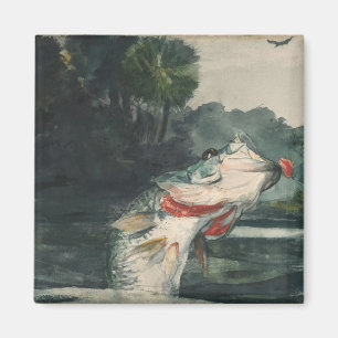 Vintage Winslow Homer Life-Size Black Bass Magnet