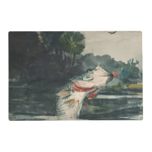 Vintage Winslow Homer Life-Size Black Bass Placemat