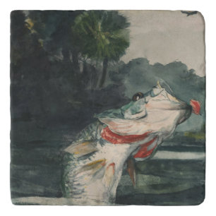 Vintage Winslow Homer Life-Size Black Bass Trivet