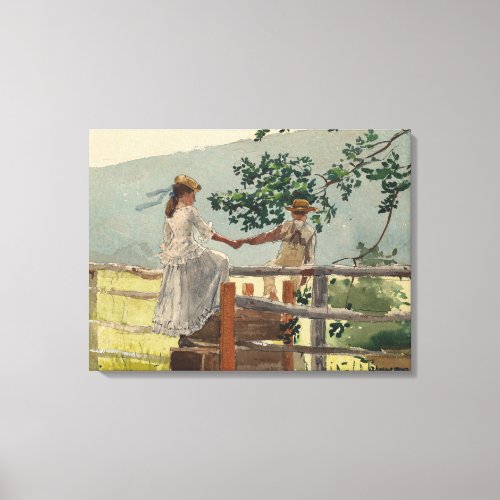 Vintage Winslow Homer On The Stile Canvas Print
