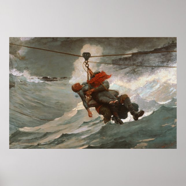 Vintage Winslow Homer The Life Line Poster (Front)