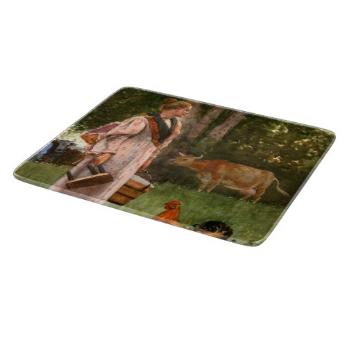 Vintage Winslow homer The Milk Maid Cutting Board