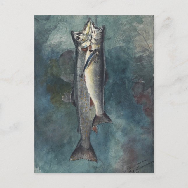 Vintage Winslow Homer Two Trout Postcard (Front)