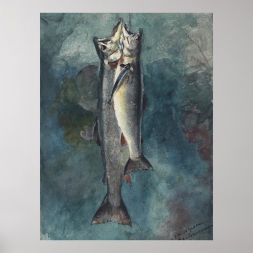 Vintage Winslow Homer Two Trout Postcard Poster