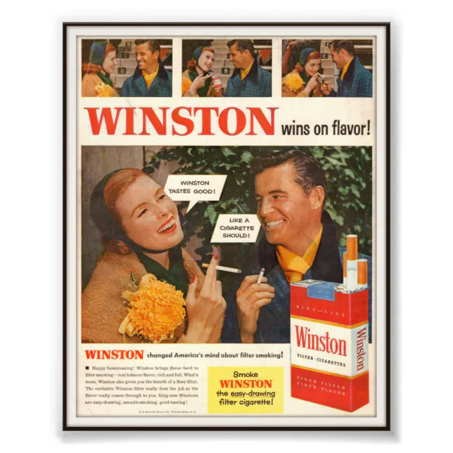 Vintage Winston Cigarette Advertising 1955 Photo Print | Zazzle
