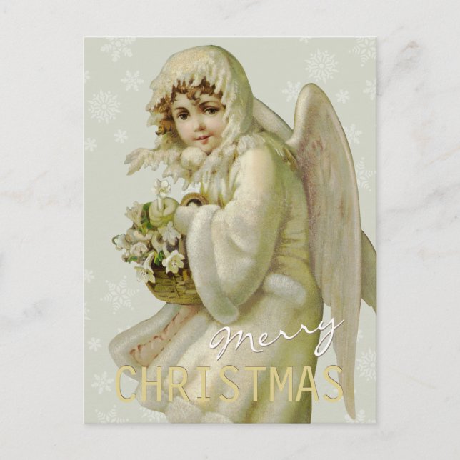 Vintage winter angel CC0621 Christmas Postcard (Front)