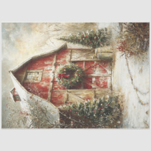 Vintage Winter Barn Tissue Paper