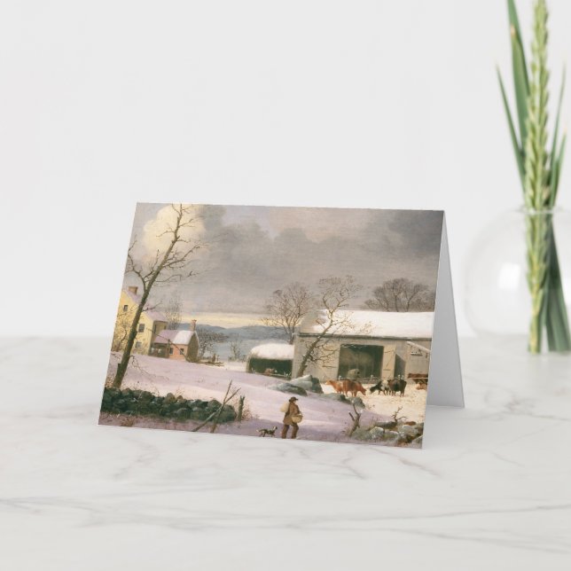 Vintage Winter Barnyard Holiday Christmas Cards (Front)