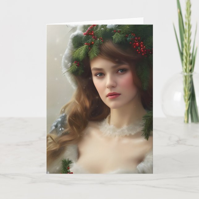Vintage Winter Beauty Holiday   Card (Front)