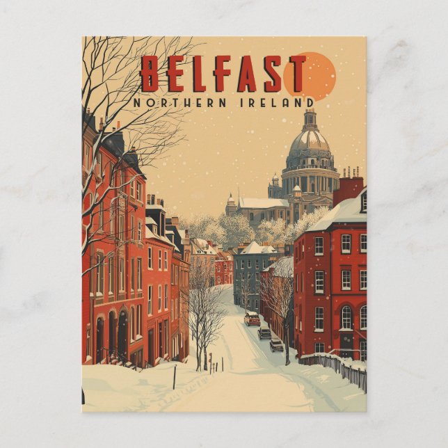 Vintage Winter Belfast Travel  Postcard (Front)
