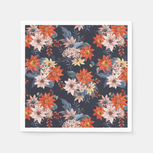 Vintage Winter Botanicals Pattern Christmas Napkins