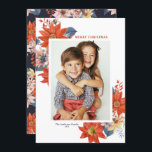 Vintage Winter Botanicals Photo Merry Christmas Holiday Card<br><div class="desc">Merry Christmas! Send your Christmas greetings to family and friends with this customizable botanical Christmas flat card. It features watercolor floral bouquet of orange, yellow and pink winter flowers with matching floral pattern. Personalize by adding a photo, names, year and other details. This winter floral photo Christmas card is available...</div>