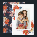 Vintage Winter Botanicals Photo Merry Christmas Holiday Card<br><div class="desc">Merry Christmas! Send your Christmas greetings to family and friends with this customizable botanical Christmas flat card. It features watercolor floral bouquet of orange, yellow and pink winter flowers with matching floral pattern. Personalize by adding a photo, names, year and other details. This winter floral photo Christmas card is available...</div>