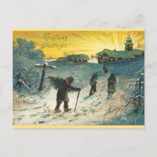 Vintage Winter Christian Church Christmas Postcard