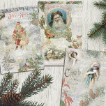 Vintage Winter Christmas Ephemera Collage Wrapping Paper Sheets<br><div class="desc">This lovely trio of designs feature vintage Christmas ephemera including old world Father Christmas,  engraved botanicals,  elegant holly,  pine and mistletoe,  Victorian ladies in the snow,  antique text,  music and handwriting,  winter landscapes and multi-layered distressed backgrounds. Suitable for crafting or decoupage projects.</div>