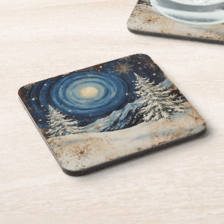 Vintage Winter Christmas Escape Beverage Coaster