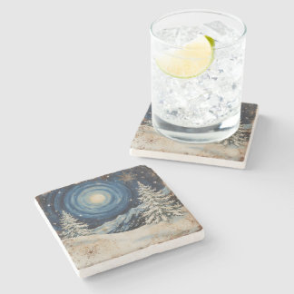 Vintage Winter Christmas Escape Stone Coaster