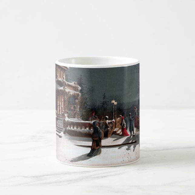 Vintage Winter Christmas eve by moonlight Coffee Mug (Center)
