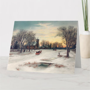 Vintage Winter Christmas snowy landscape Card