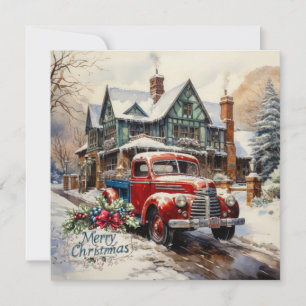 Vintage Winter Christmas Townhouse Card