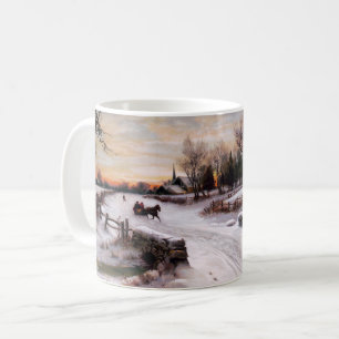 Vintage Winter Country Scene Christmas Gift Coffee Mug