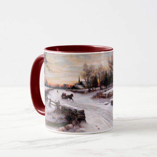 Vintage Winter Country Scene Christmas Gift  Mug (Front Left)
