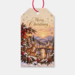 Vintage Winter Deer Merry Christmas Gift Tag