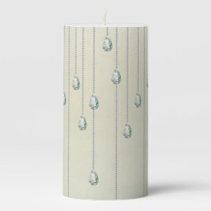 Vintage winter diamond teal rhinestones victorian pillar candle