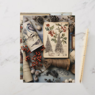 Vintage Winter Ephemera Scrapbook Paper