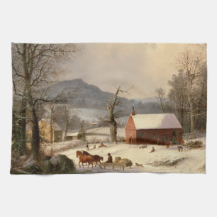 Vintage Winter Farm house Kitchen Towel