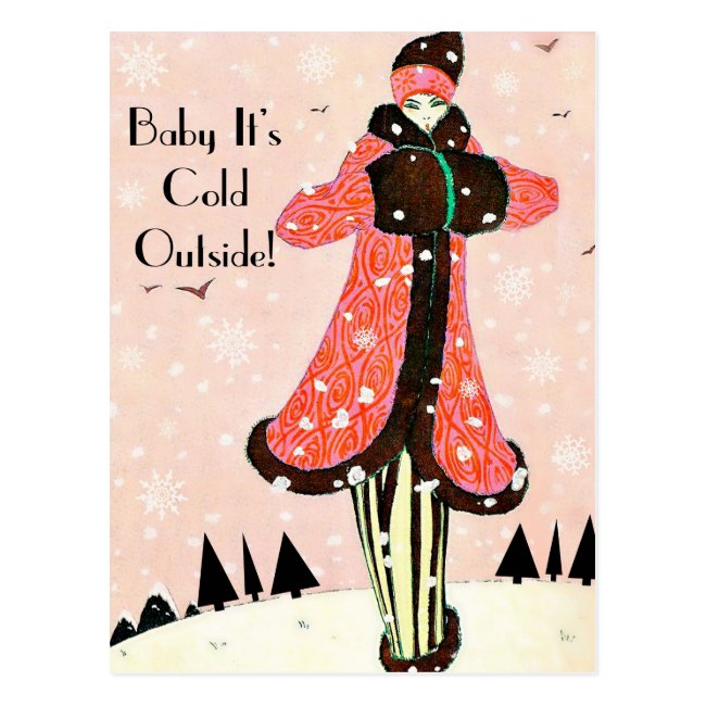 Vintage Winter Fashion Postcard