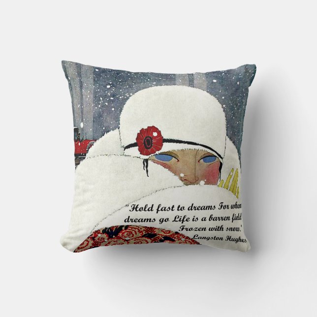 Vintage Winter Fashion Throw Pillow (Front)