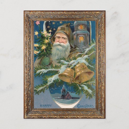 Vintage Winter Father Christmas Postcard