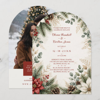 Vintage Winter Floral Arch Wedding Photo TLW26 Invitation