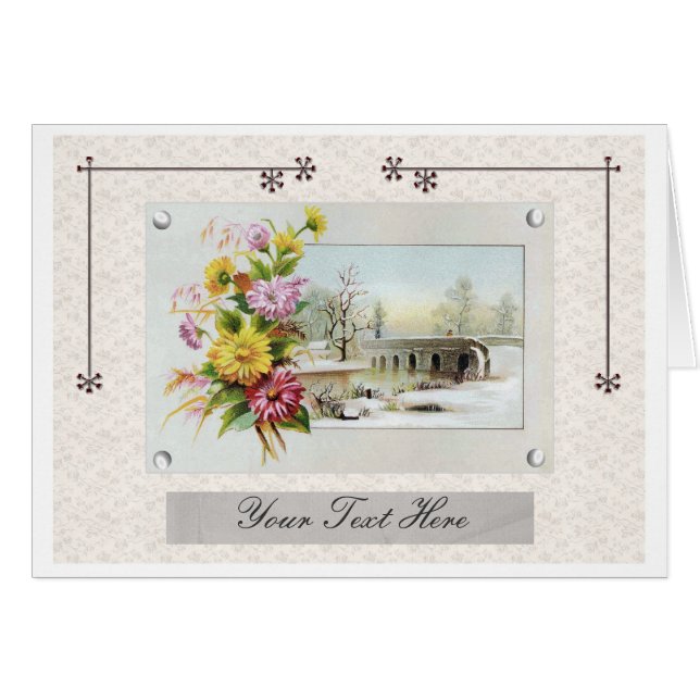 Vintage Winter Floral Cards (Front Horizontal)