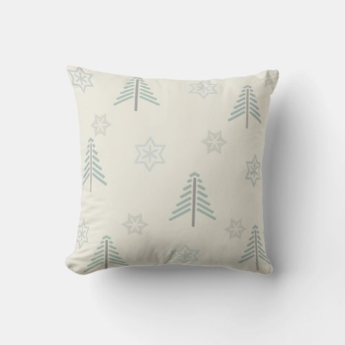 Vintage Winter Forest Pattern Light Throw Pillow