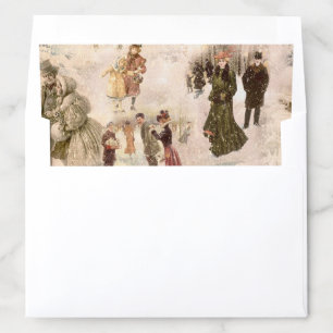 Vintage Winter Fun Snow Scenes Envelope Liner