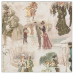Vintage Winter Fun Snow Scenes Fabric