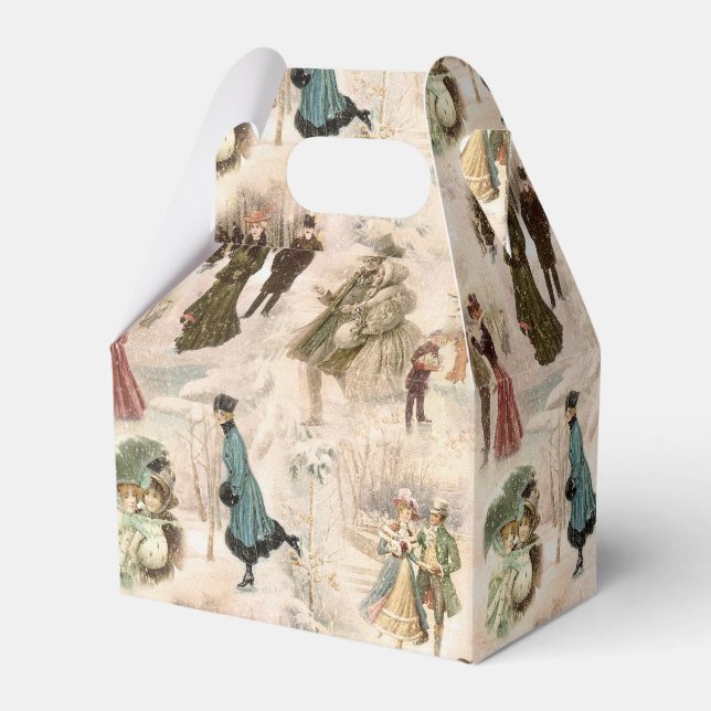 Vintage Winter Fun Snow Scenes Favor Boxes (Front Side)