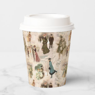Vintage Winter Fun Snow Scenes Paper Cups