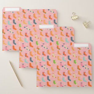 Vintage Winter Geometric Socks Star File Folder