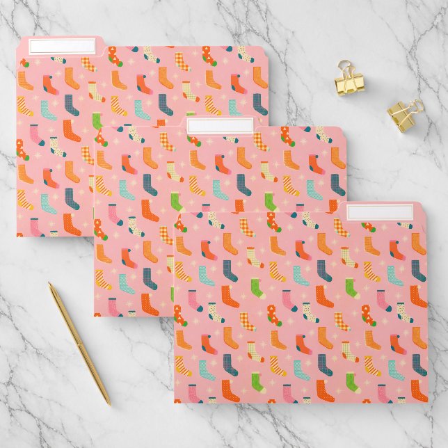 Vintage Winter Geometric Socks Star File Folder (Set)