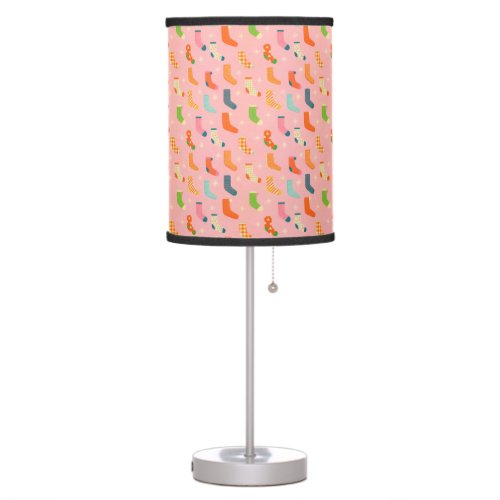 Vintage Winter Geometric Socks Star Table Lamp