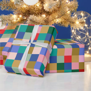 Vintage Winter Holiday Colorful Geometric Pattern Wrapping Paper