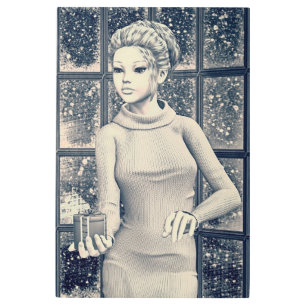 Vintage Winter Holiday Girl Portrait Art